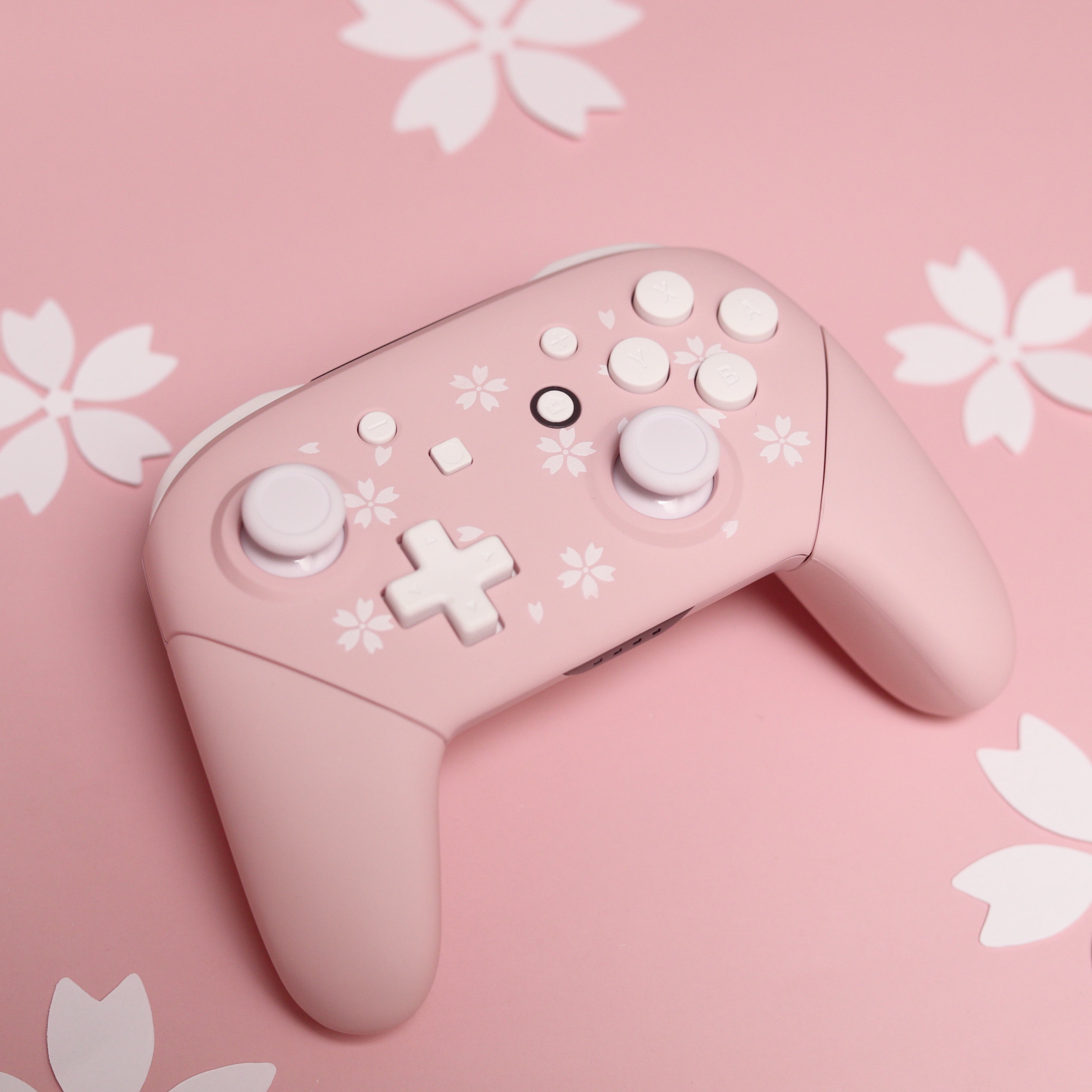 Custom Nintendo Switch Pro Controller in Sakura Pink With White Buttons 